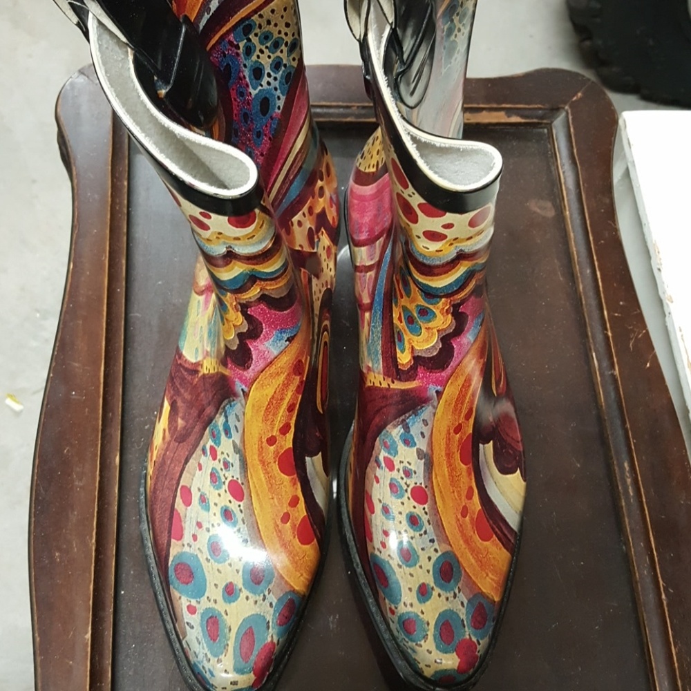 Colorful cowboy rain boots