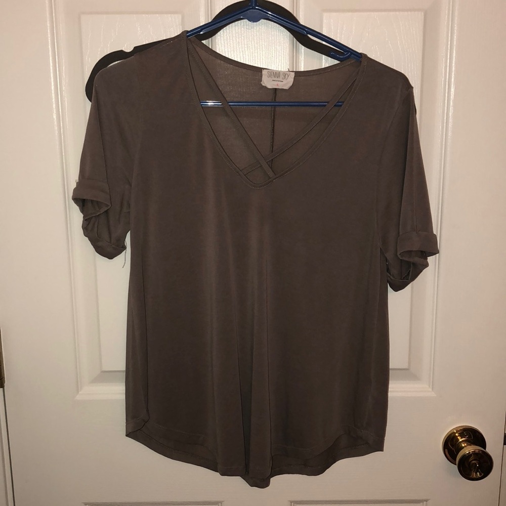 Gray top with cross detail