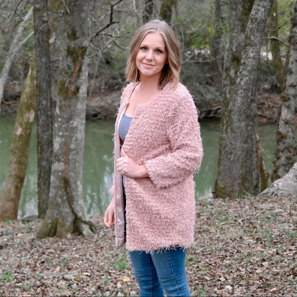 Brandy Melville Pink Fuzzy Fur Coat