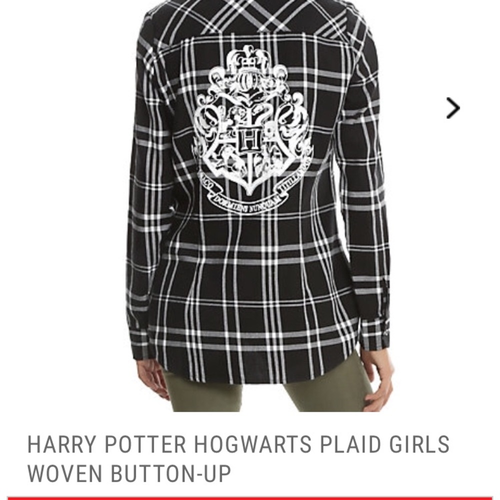 Harry Potter hogworts plaid button up