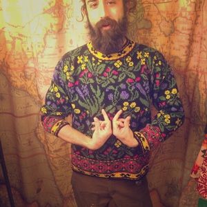 💐Floral Ugly Grandma Christmas Sweater M Rainbow