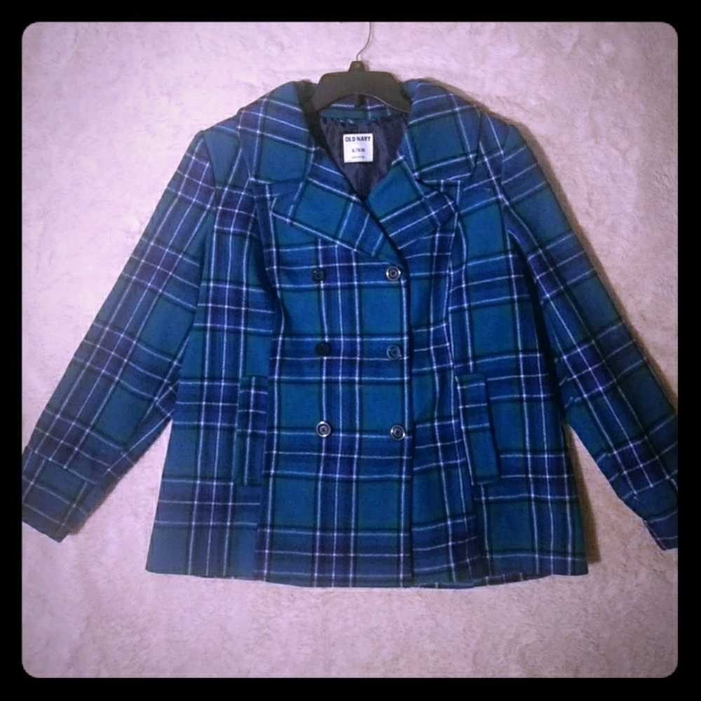 Plaid pea coat