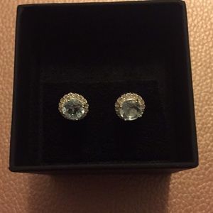Sterling silver 925 Blue Topaz CZ Stud Earrings