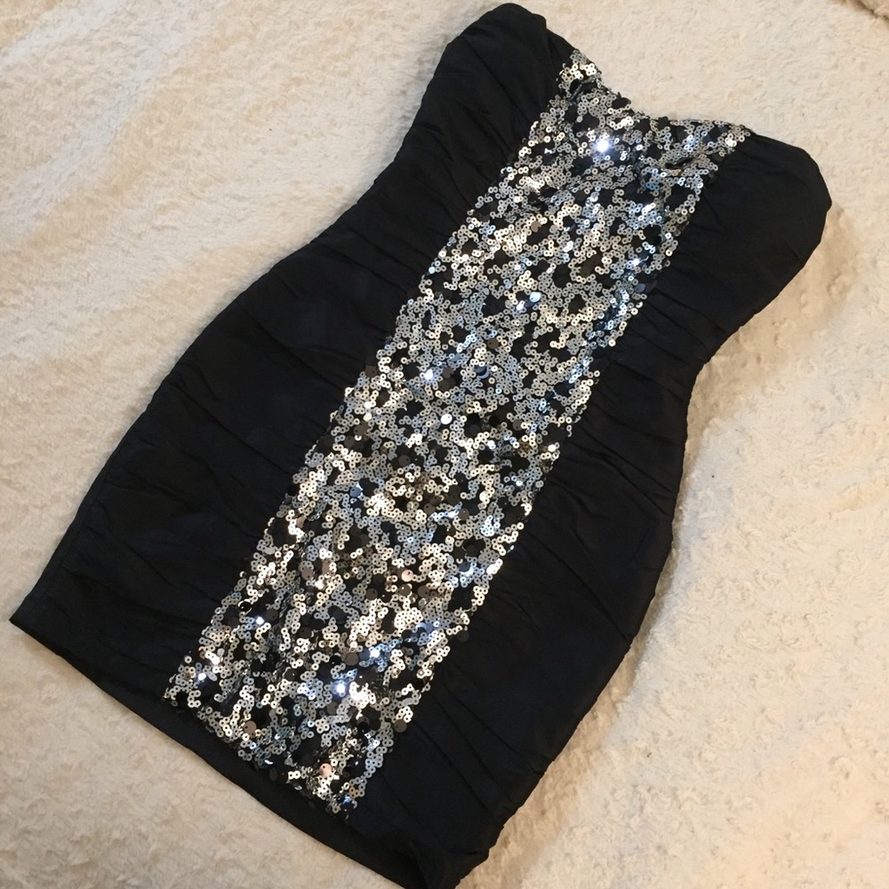 Black sequined mini dress
