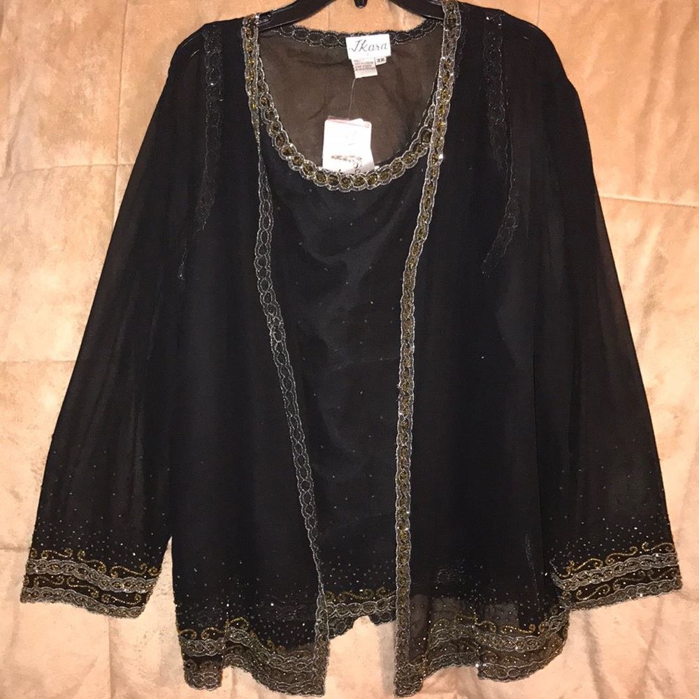 2pc Sequined Sheer After 5 Evening Top/Jacket