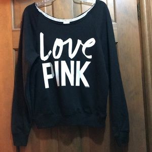 VS Pink Off the Shoulder Sweatshirt Size Small