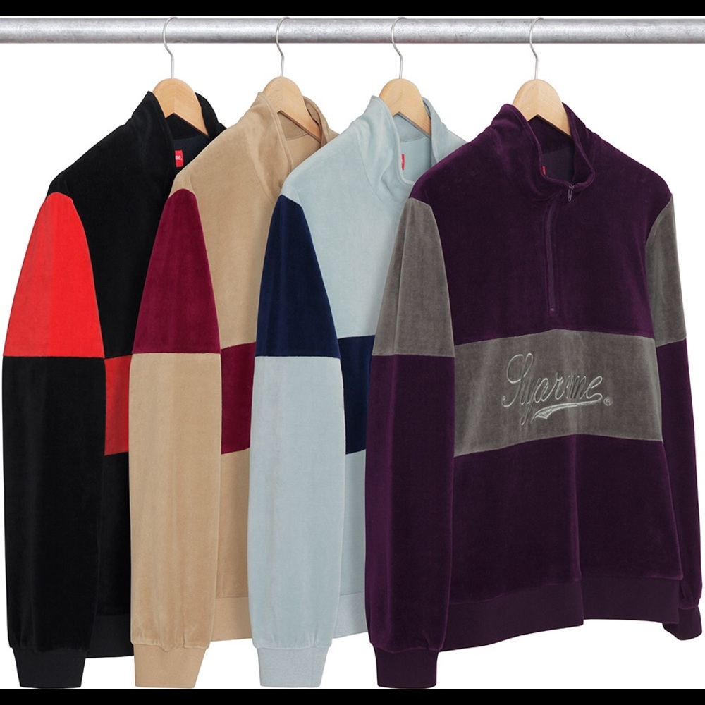 Supreme Velour half zip pullover sweater Medium - Picture 2 of 2