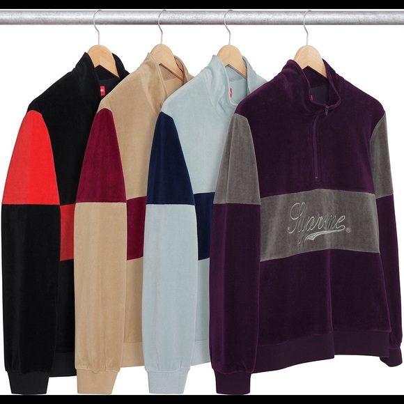 Supreme Velour half zip pullover sweater Medium - Picture 2 of 2