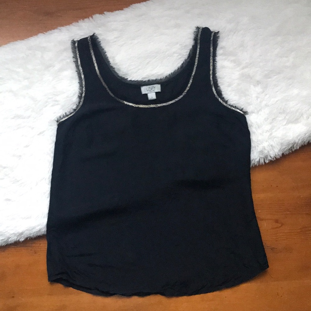 Loft Silk navy beaded Tank