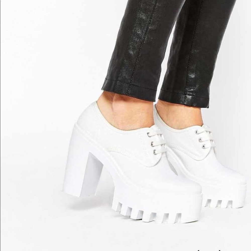 ASOS Overboard Laceup Platform Shoes in White