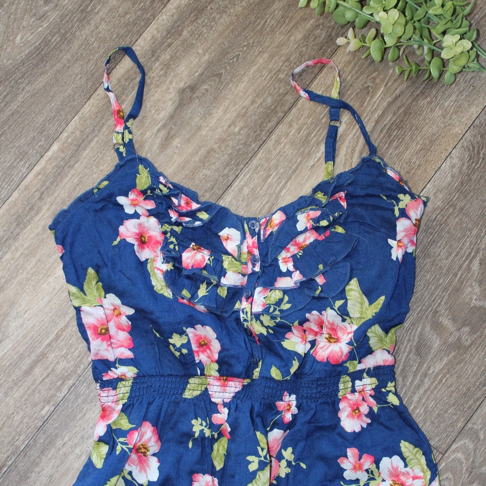 Floral Spaghetti Strap Shirt with Ruffles