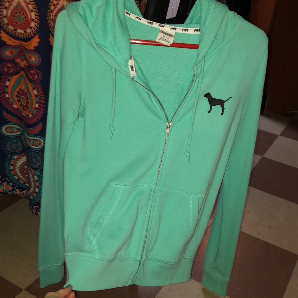 Victoria Secret Pink (light blue) zip up hoodie