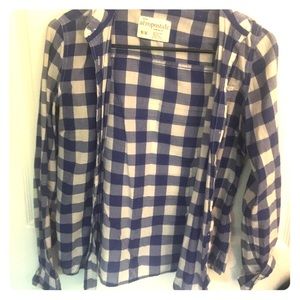 Blue and White Plaid Button-Up