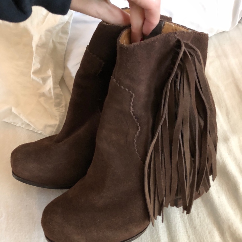Dark brown Fringe Jeffrey Campbell booties