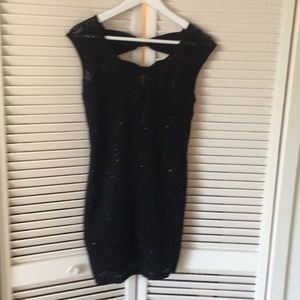 Black laced sequin little black dress