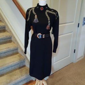 Ugly Christmas Sweater Dress w Matching Belt