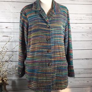 Coldwater Creek rainbow chenille boucle blazer