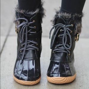 Black Waterproof Winter Duck Boots