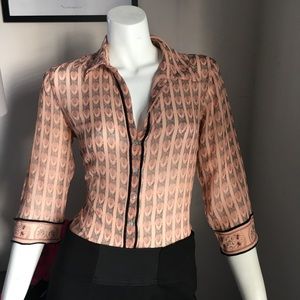 Blushing Peach Print Silk Blouse