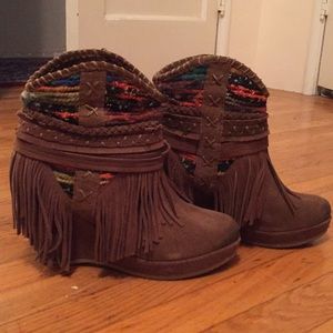 Naughty Monkey Leather Fringe Booties