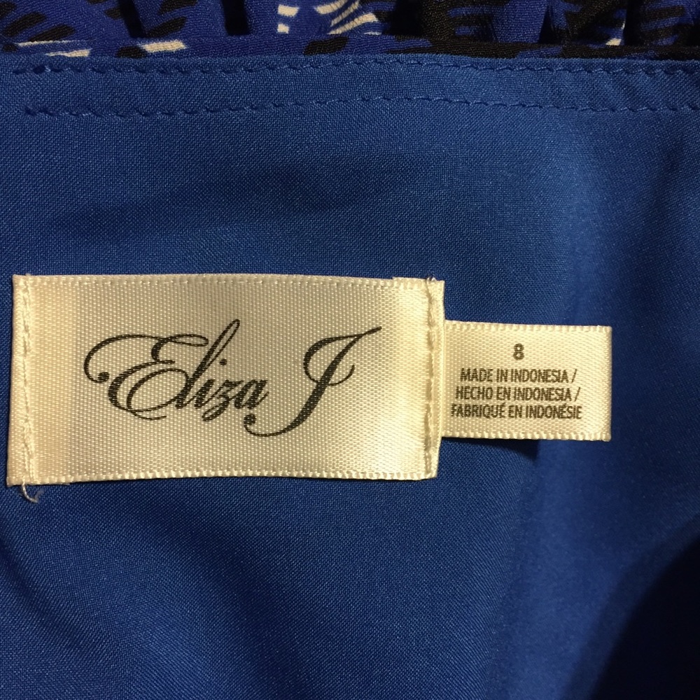 NWT Eliza J Blouson Sleeve Ruffle Shift Dress blue - Picture 6 of 8
