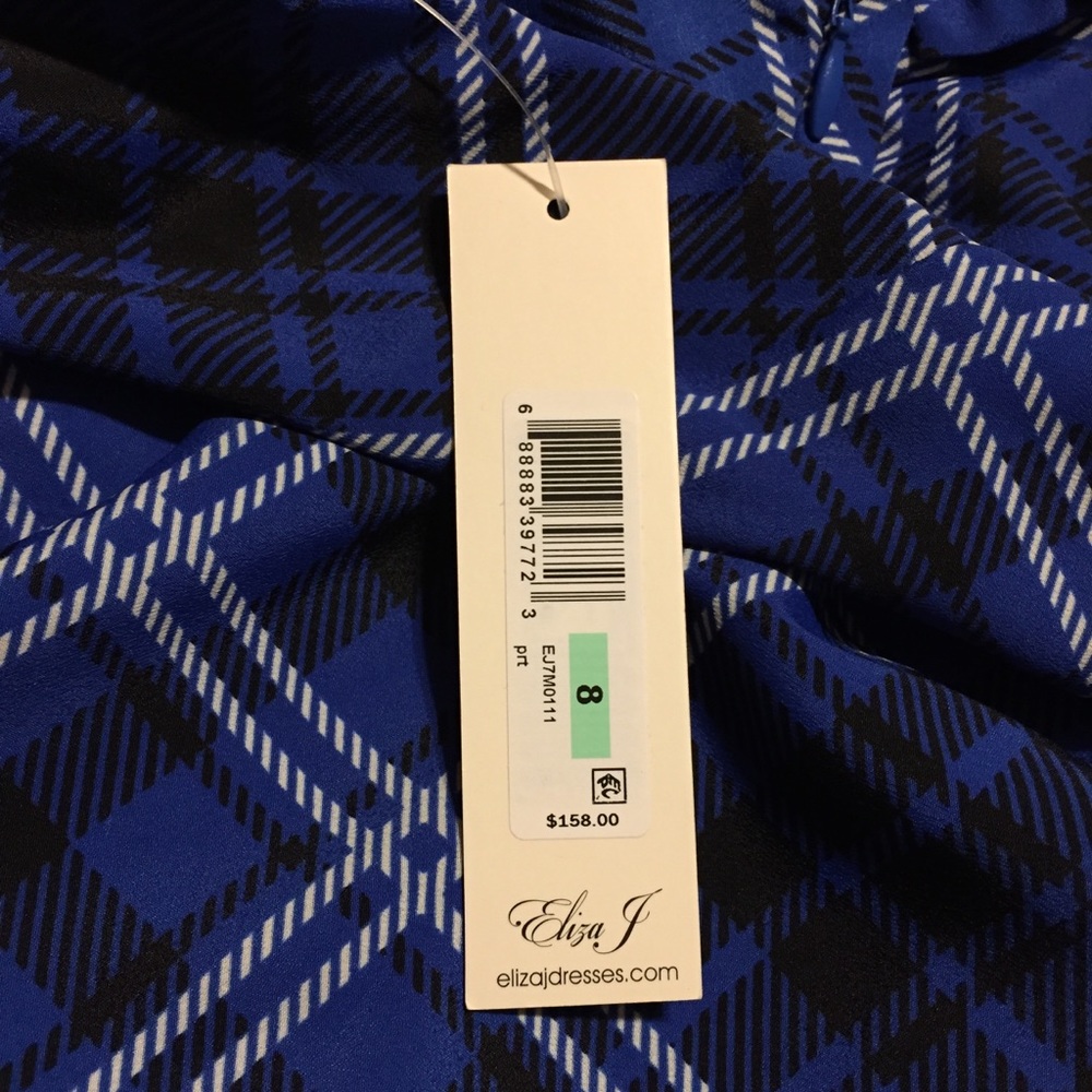 NWT Eliza J Blouson Sleeve Ruffle Shift Dress blue - Picture 7 of 8