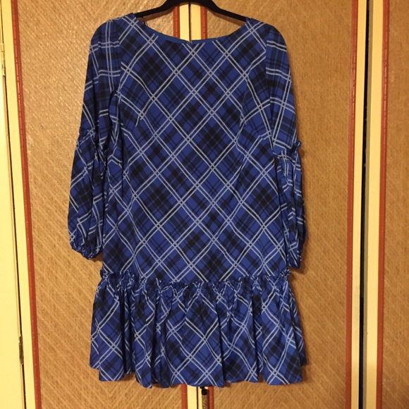 NWT Eliza J Blouson Sleeve Ruffle Shift Dress blue - Picture 2 of 8