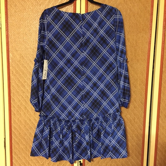 NWT Eliza J Blouson Sleeve Ruffle Shift Dress blue - Picture 3 of 8