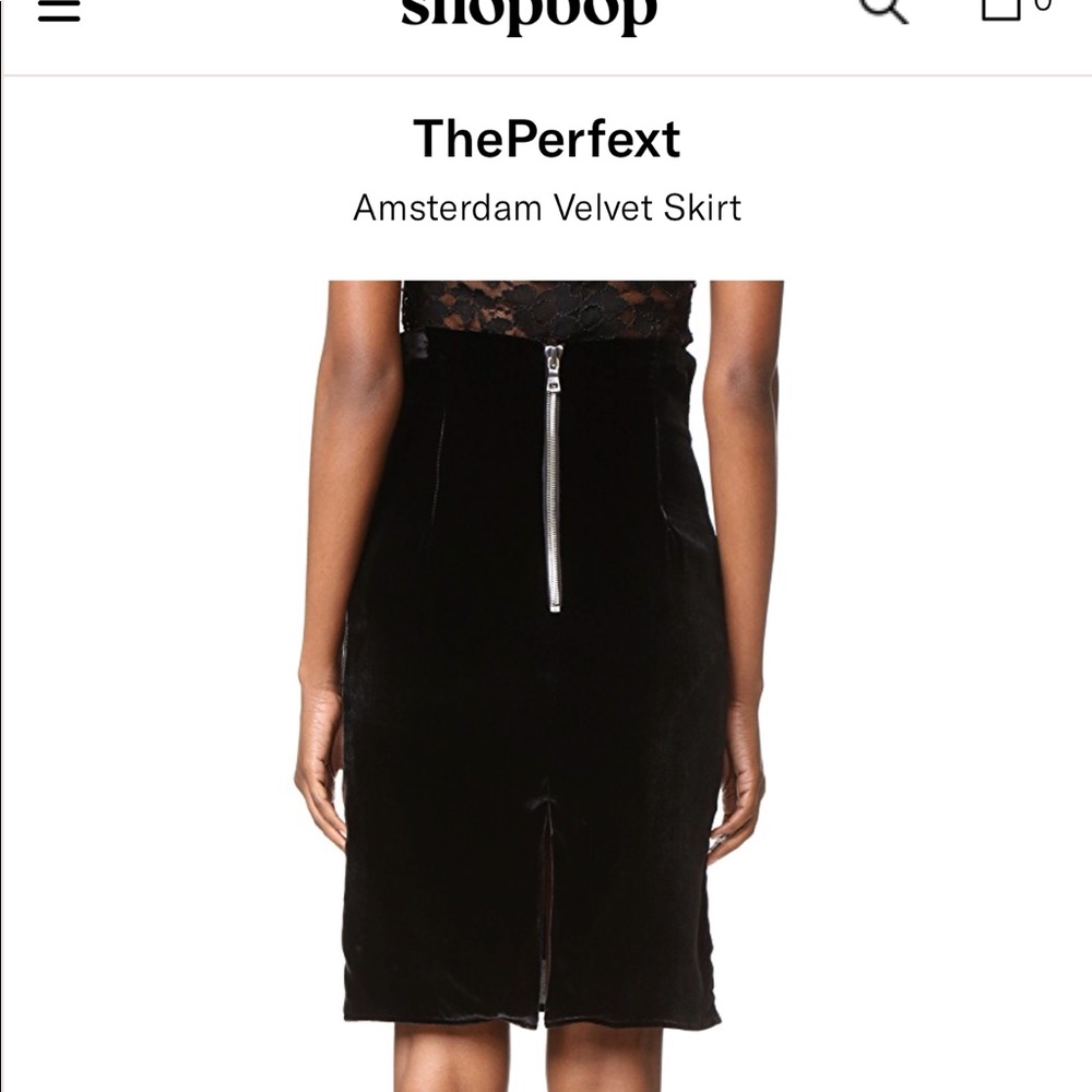 ThePerfext High Waisted Velvet Pencil Zip Skirt