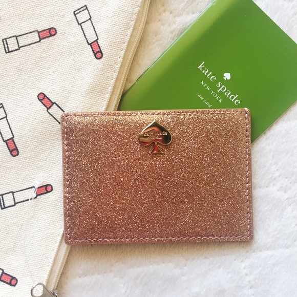 kate spade Handbags - Kate Spade rose gold glitter cardholder NWT