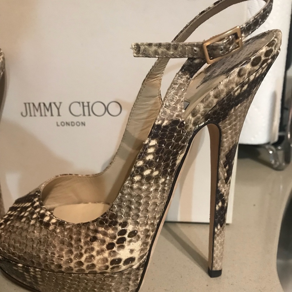 Peep toe, snake skin Jimmy Choo size 38. - Picture 2 of 2