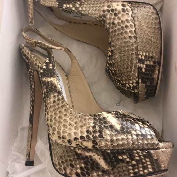Jimmy Choo Shoes - Peep toe, snake skin Jimmy Choo size 38.