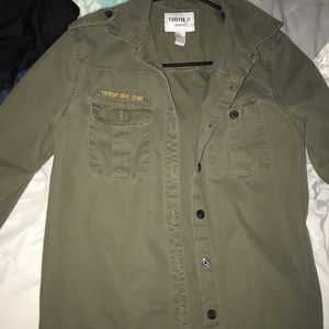 Army green button up jacket