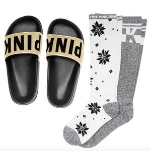 Pink Cozy Socks and Slides Gift Set