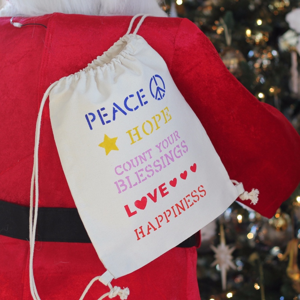 PEACE canvas drawstring