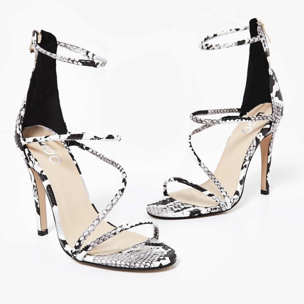 Womans grey snake skin faux leather stiletto heel