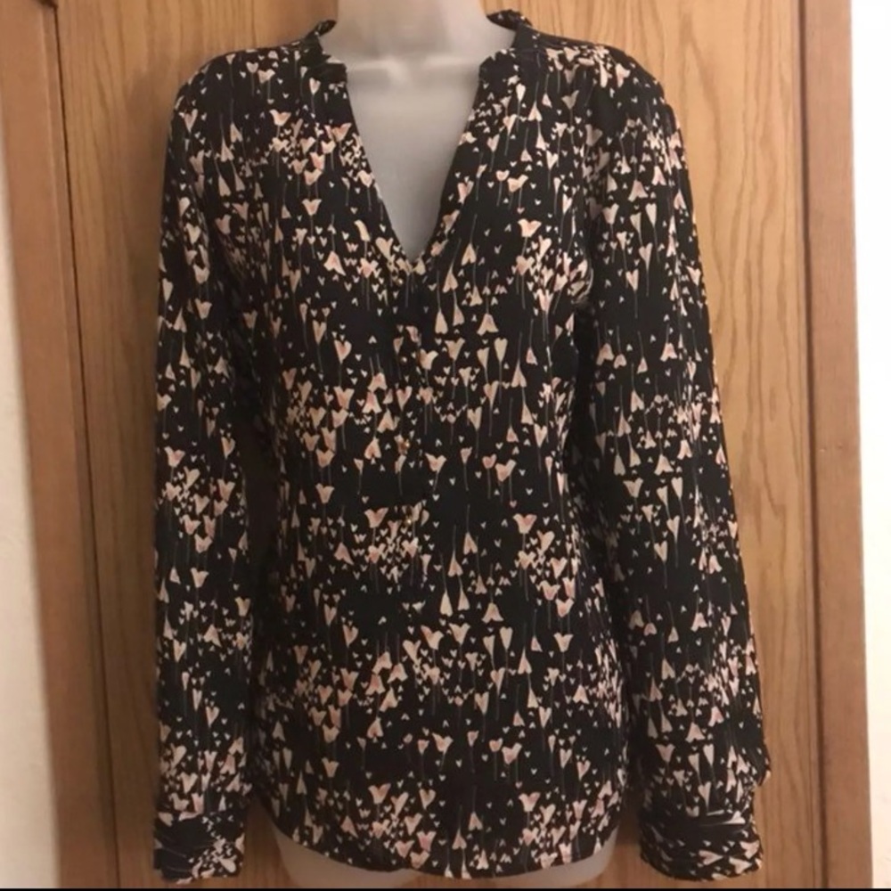 Lauren Conrad black blouse,  pink & white accents