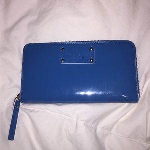 Kate Spade Blue Platted Leather Clutch/ Wallet