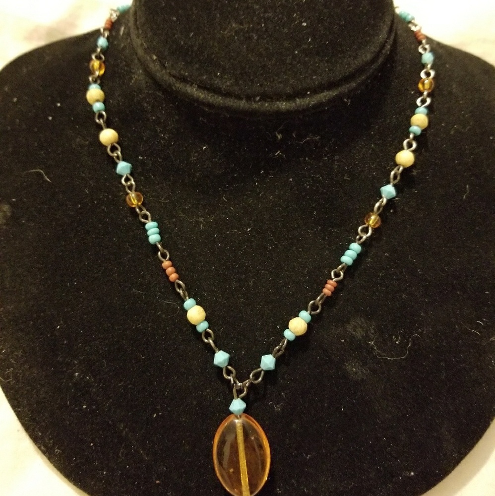 Beautiful blue and amber necklace