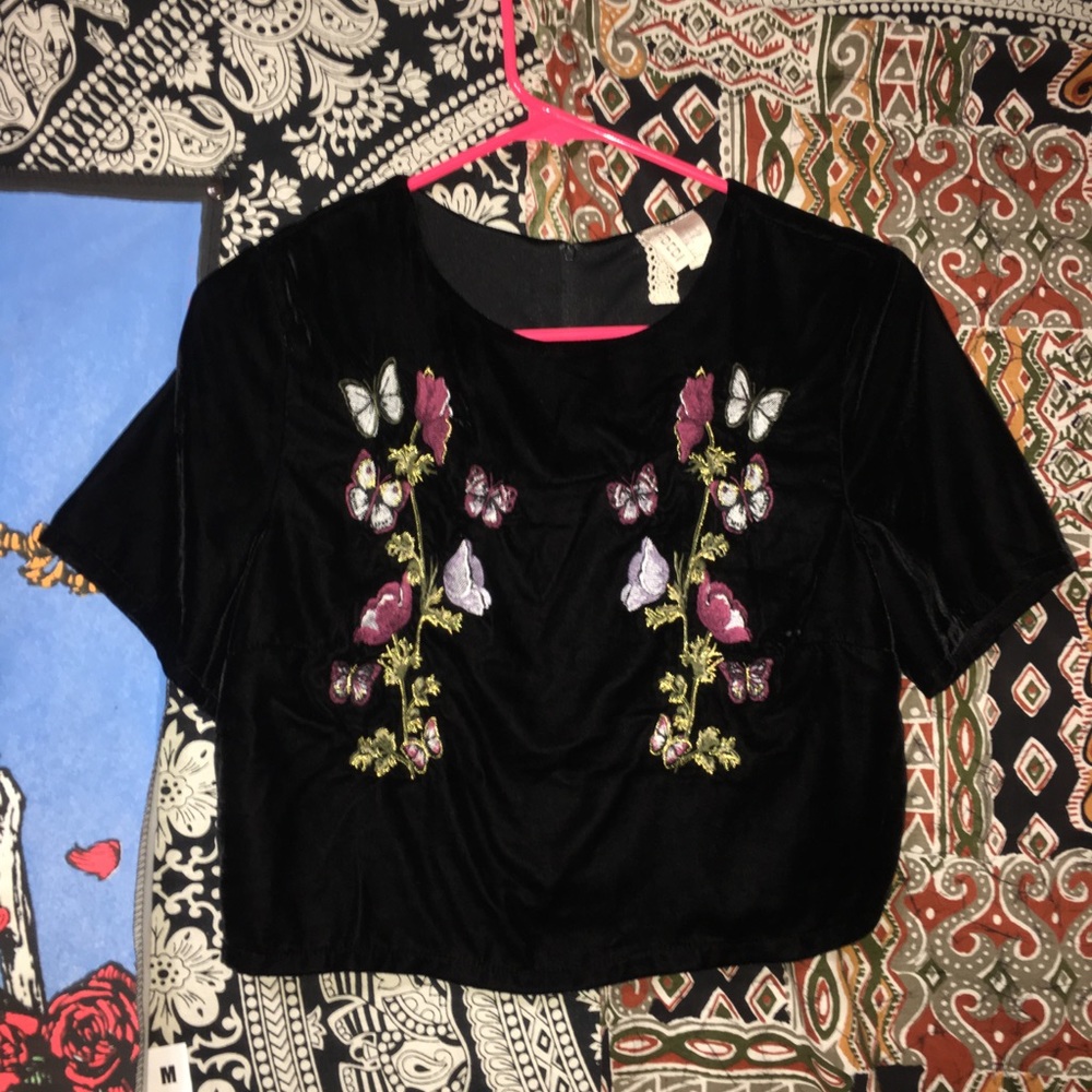Velvet floral top