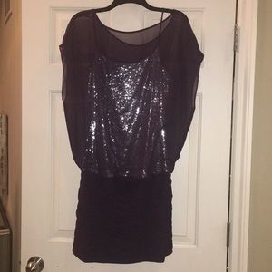 Beautiful plum with silver sequin cocktail dress.