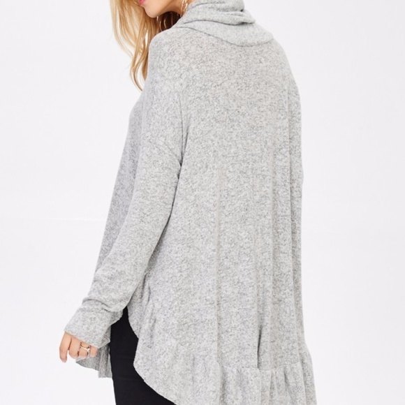 Blushed Cowl Neck with Bottom Ruffled Tunic - Picture 3 of 4