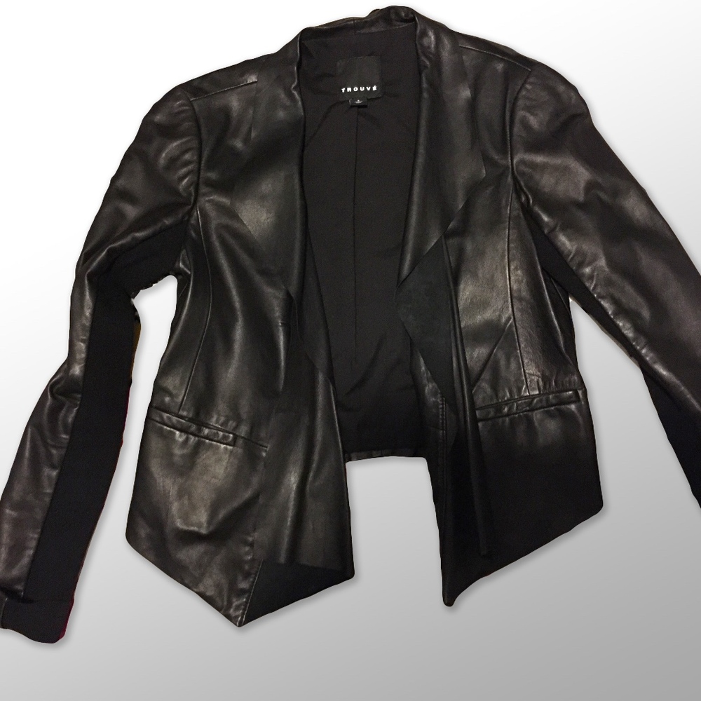 Trouve' leather drape jacket