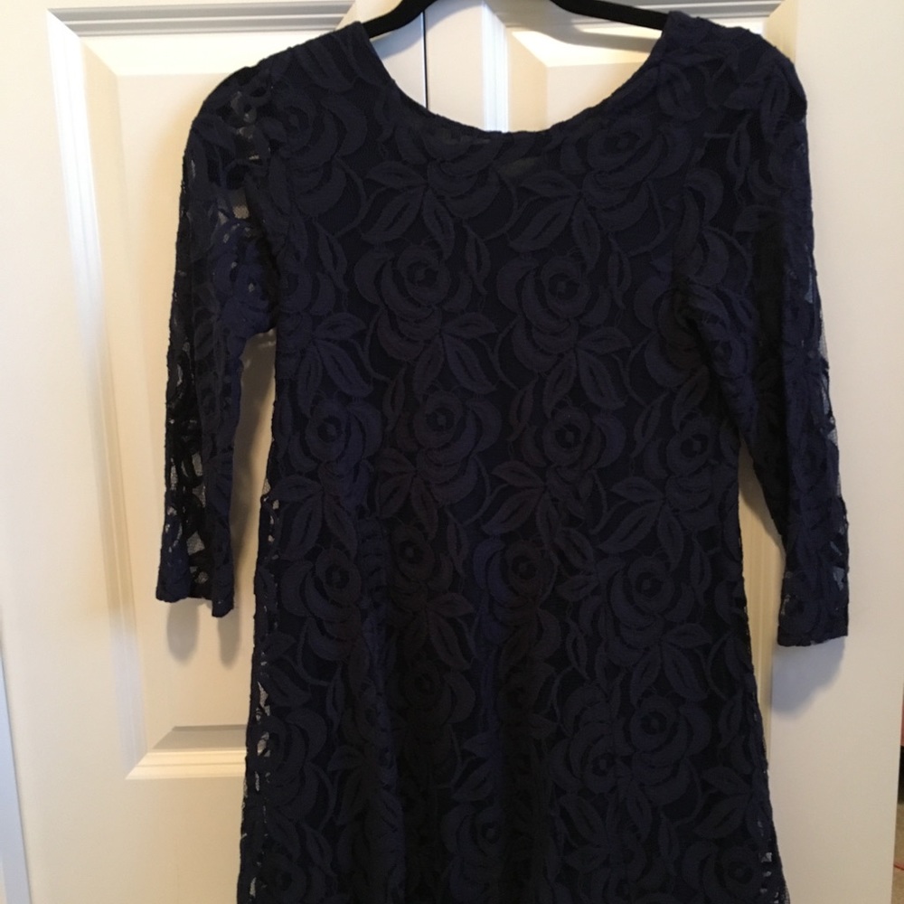 Navy blue, lace long sleeve dress