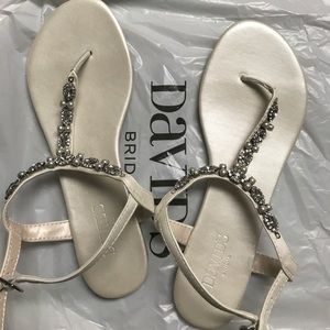 Pearl and Crystal T-Strap Sandals
