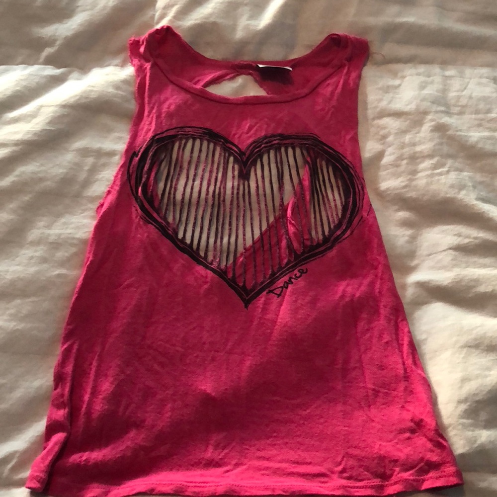 Pink distressed dance shirt