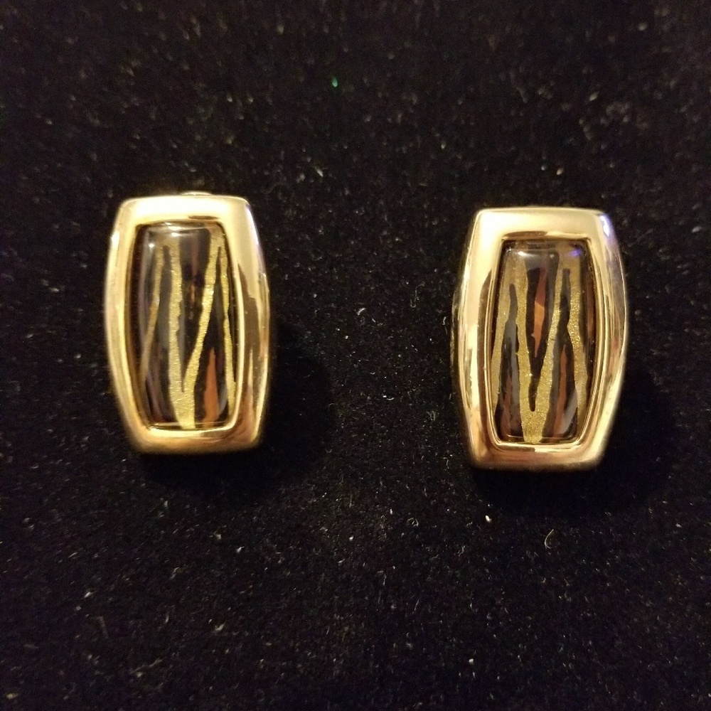 Gold and Brown Pattern Earrings