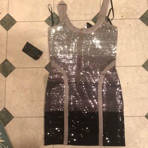 Sequin bandage dress.