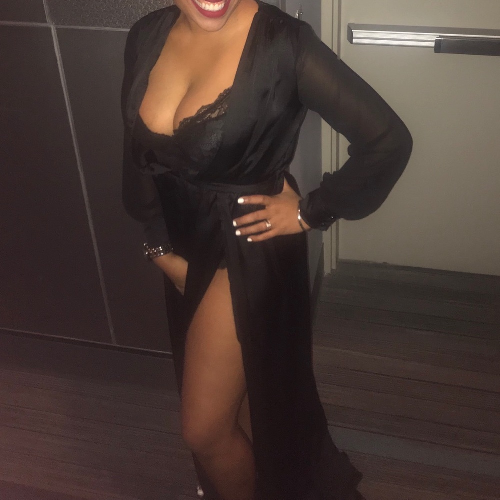 Deep V Long Sleeve Maxi Gown with High Splits