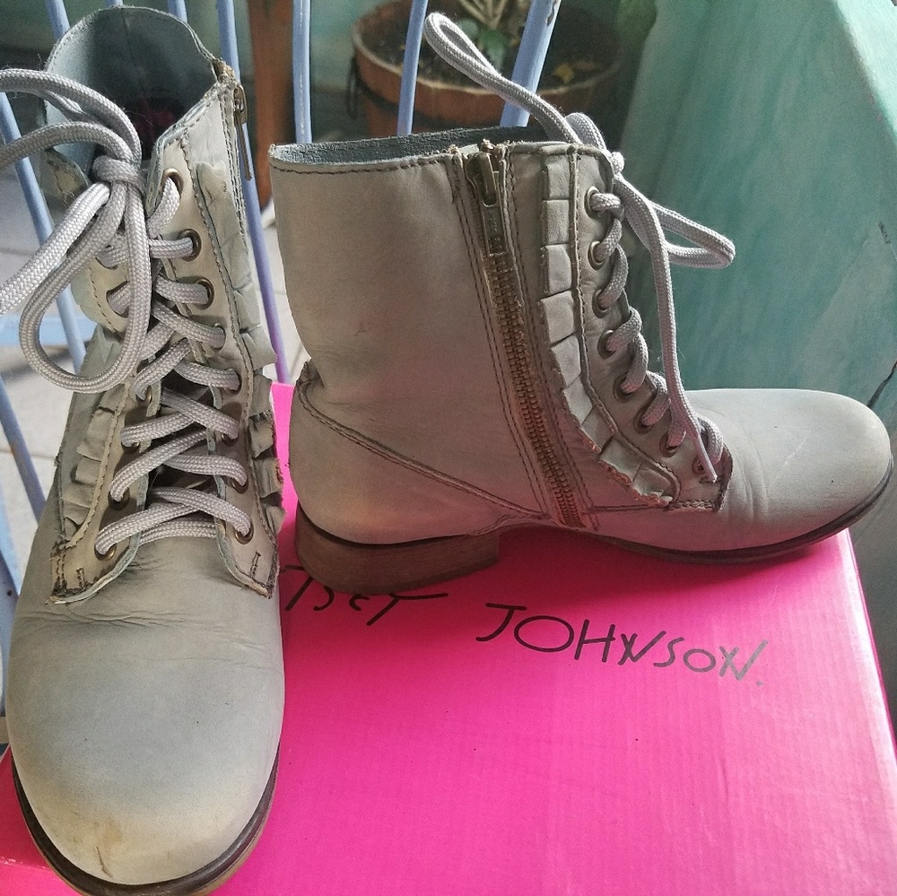 Betsy Johnson Litzio Ruffle Combat Boot